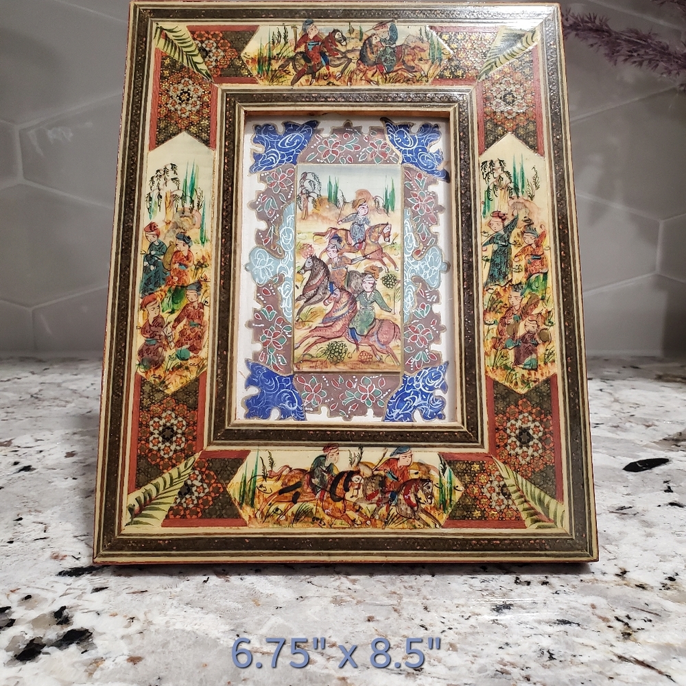 Vintage Persian Bone Painting